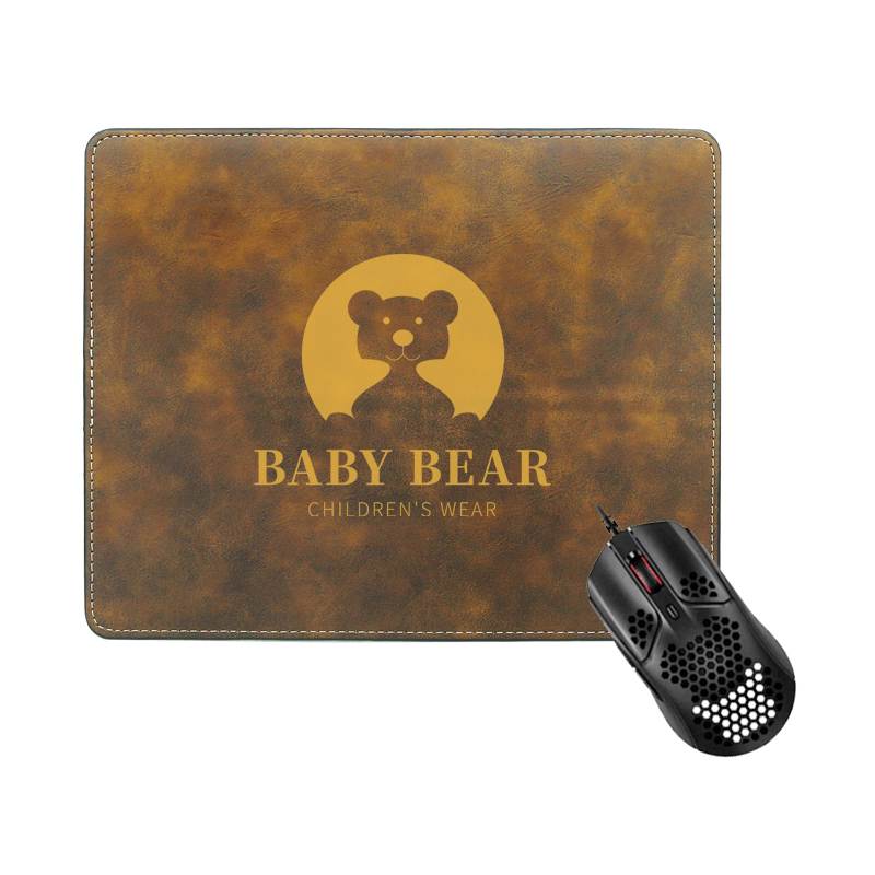 Laserbar lærrektangel musematte 25*20cm