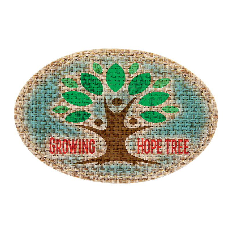 3' x 2' oval burlap sublimerbar lapp med lim