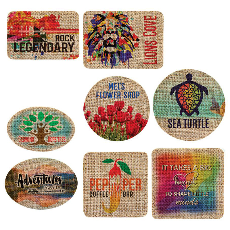 2 1/2' x 2 1/2' Burlap Square Sublimerbar lapp med lim