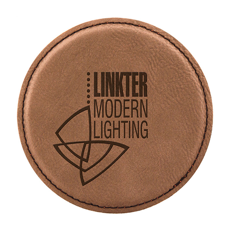 Laserbart Leatherette Rund 6-Coaster-sett