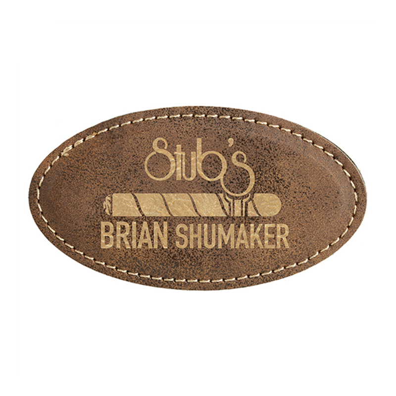 Ovale navnemerker i lær
