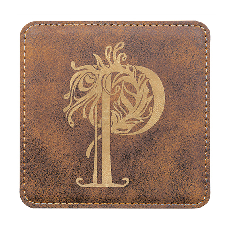 4' x 4' Square Leatherette Coasters 6-Coaster-sett med holder 4' x 4' Square Leatherette Coasters 6-Coaster-sett med holder