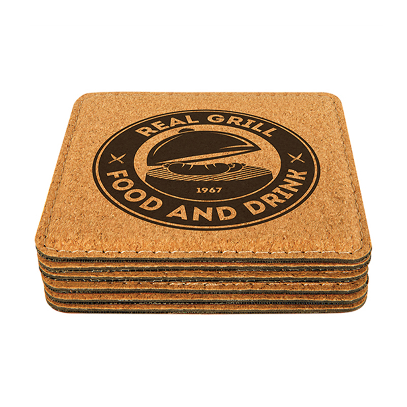 4' x 4' Square Leatherette Coasters 6-Coaster-sett med holder 4' x 4' Square Leatherette Coasters 6-Coaster-sett med holder