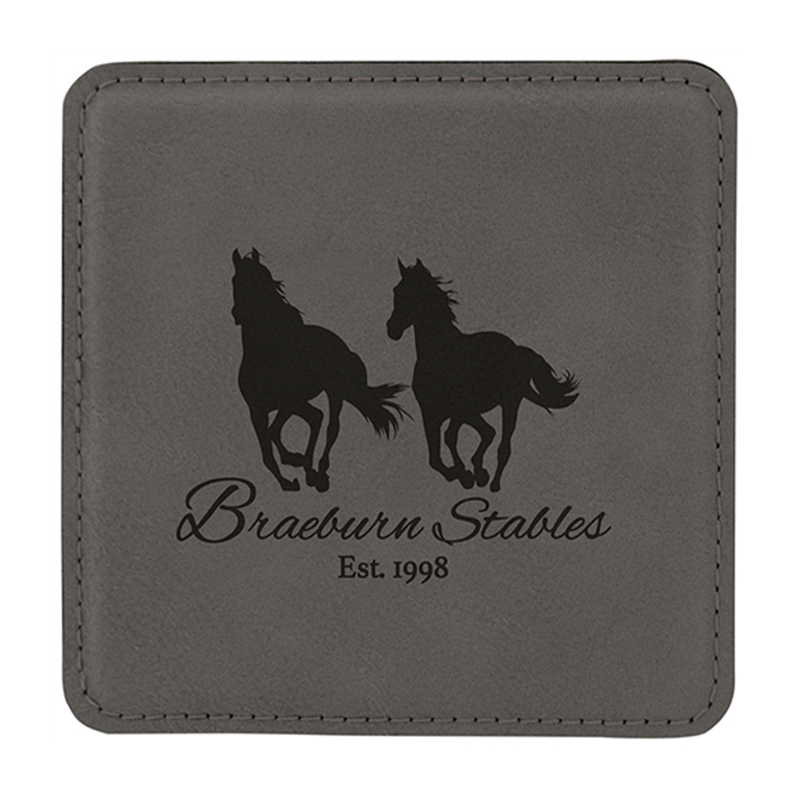 4' x 4' Square Leatherette Coasters 6-Coaster-sett med holder 4' x 4' Square Leatherette Coasters 6-Coaster-sett med holder