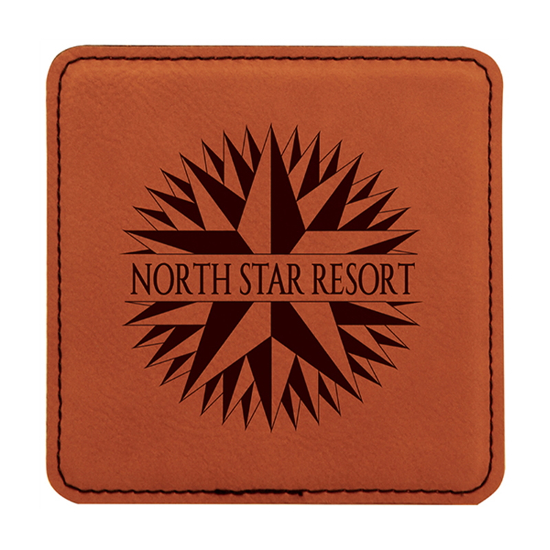 4' x 4' Square Leatherette Coasters 6-Coaster-sett med holder 4' x 4' Square Leatherette Coasters 6-Coaster-sett med holder