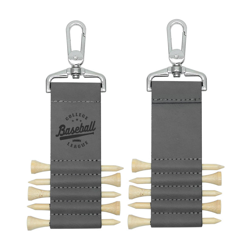 Laserbar golfbag-tag-nøkkelring i lær med 5 T-skjorter av tre Laserbar golfbag-tag-nøkkelring i lær med 5 T-skjorter av tre