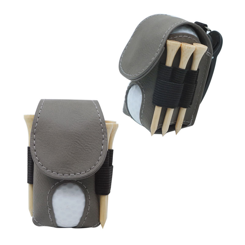 Laserbar golfballholder i lær med 5 T-skjorter av tre
