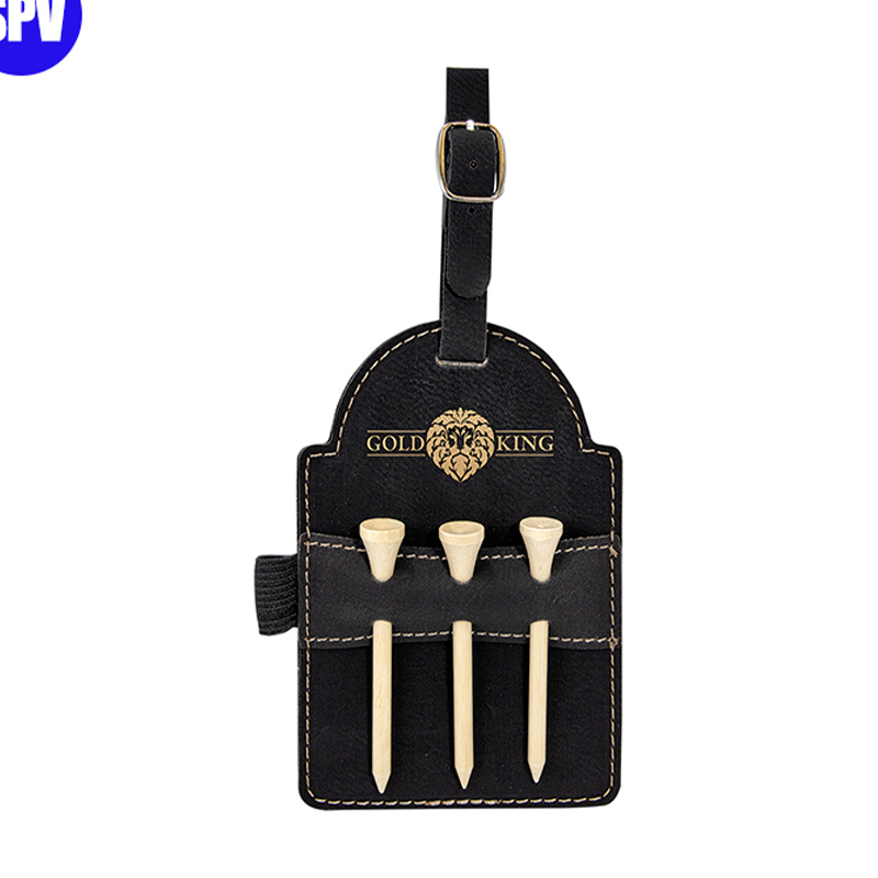 Laserbar golfbag-tag i lær med t-skjorter Laserbar golfbag-tag i lær med t-skjorter
