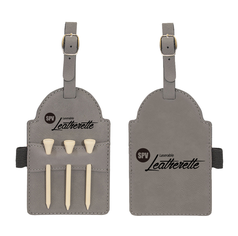 Laserbar golfbag-tag i lær med t-skjorter Laserbar golfbag-tag i lær med t-skjorter