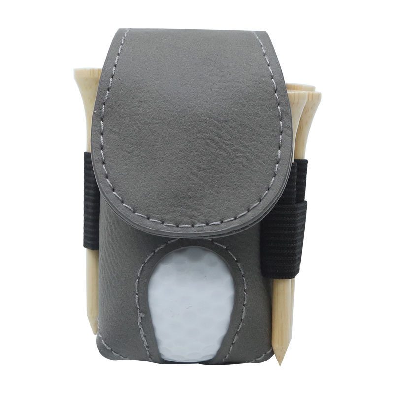 Laserbar golfballholder i lær med 5 T-skjorter av tre