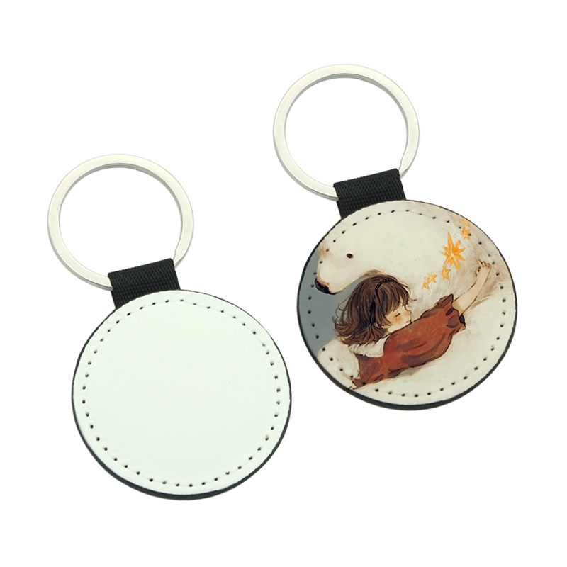 Sublimation Pu Leather Rund Nøkkelring - Dobbeltsidig utskrift