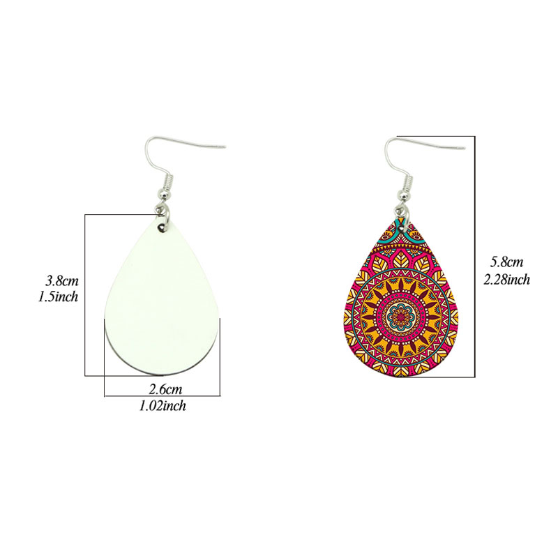 Sublimering PU lær øredobber Drop Shape (par) Sublimering PU lær øredobber Drop Shape (par)