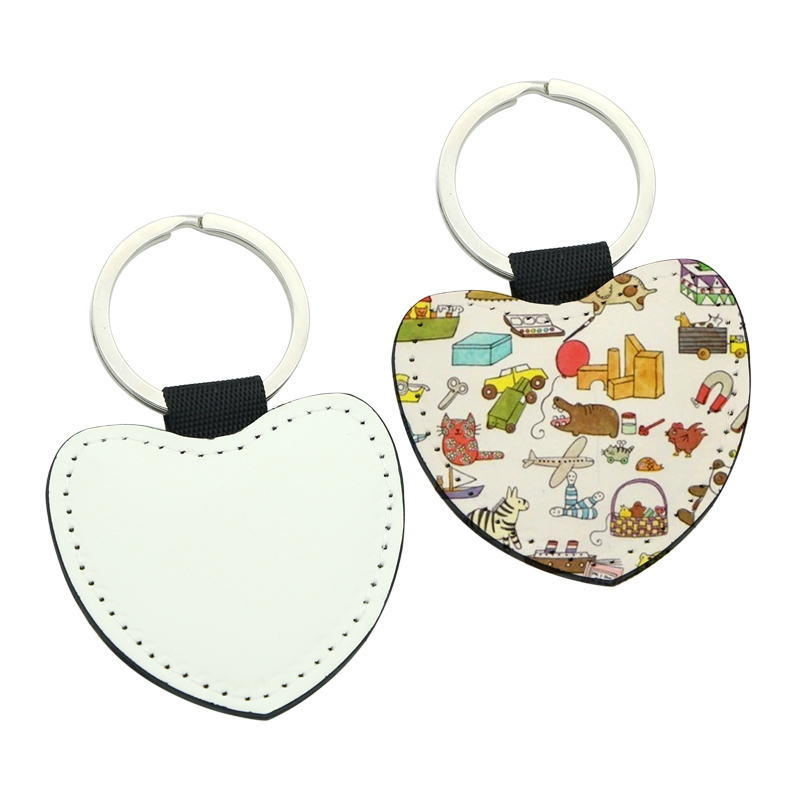 Sublimation PU Leather Heart Nøkkelring - Dobbeltsidig utskrift