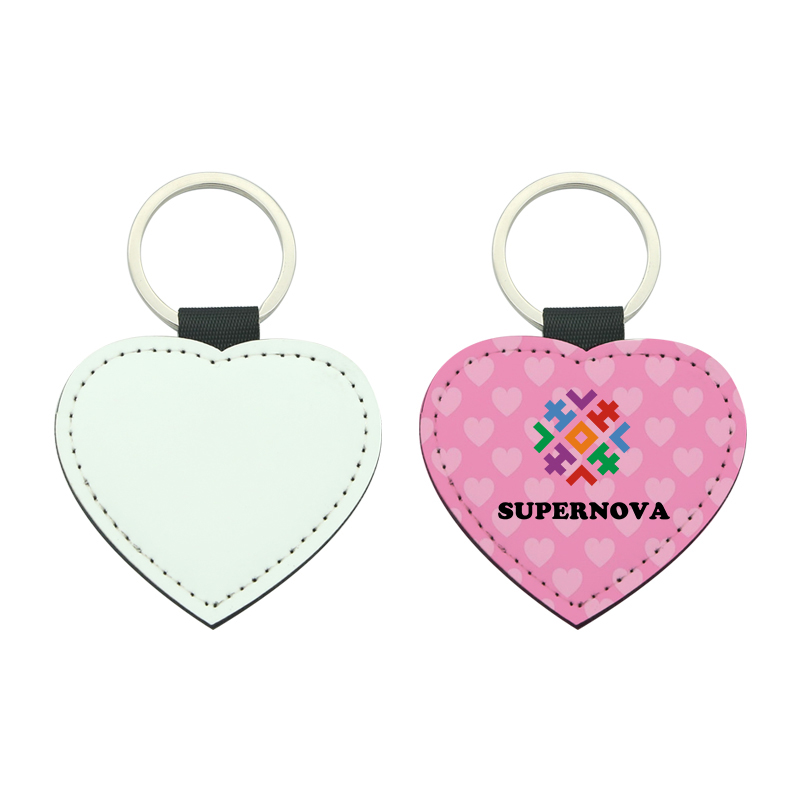 Sublimation PU Leather Heart Nøkkelring - Dobbeltsidig utskrift