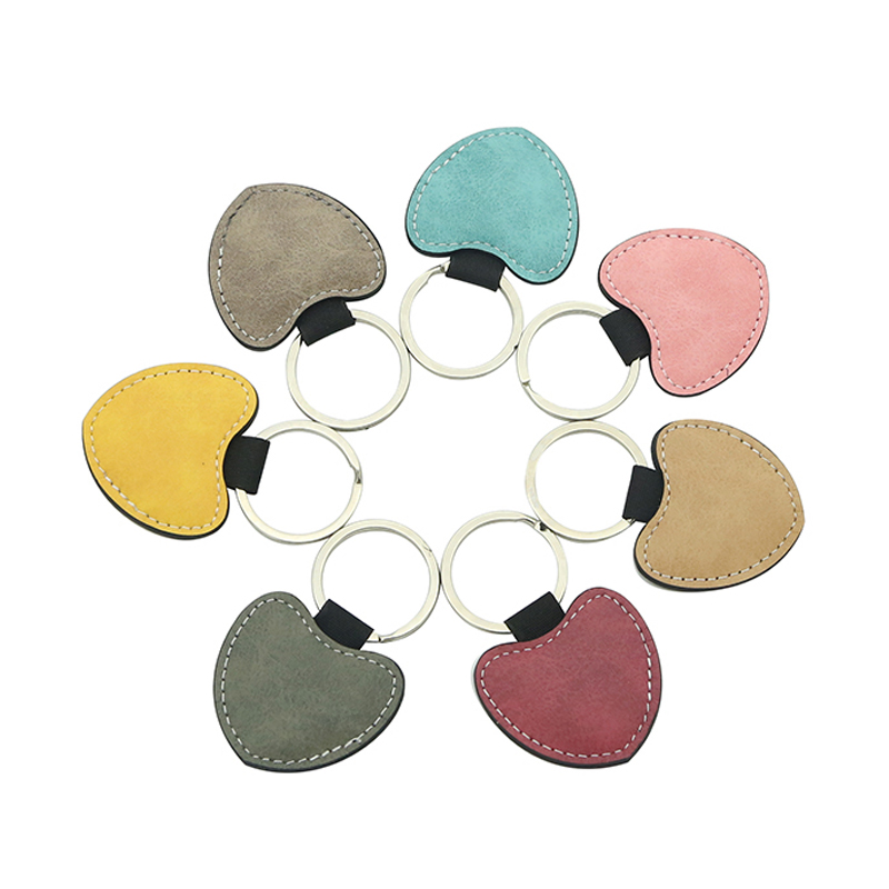 Sublimation PU Leather Heart Nøkkelring - Dobbeltsidig utskrift