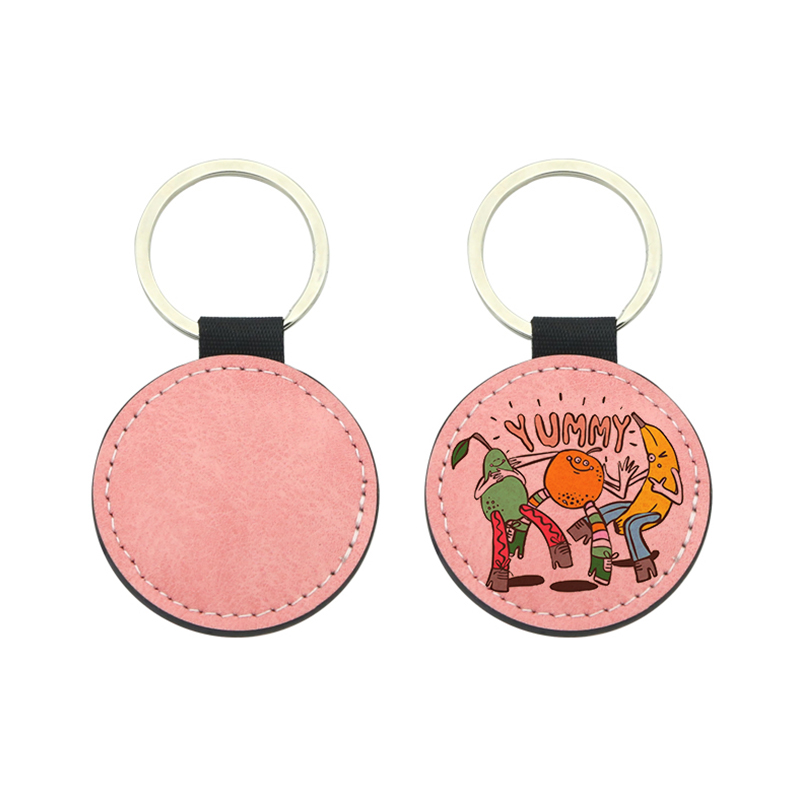 Sublimation Pu Leather Rund Nøkkelring - Dobbeltsidig utskrift