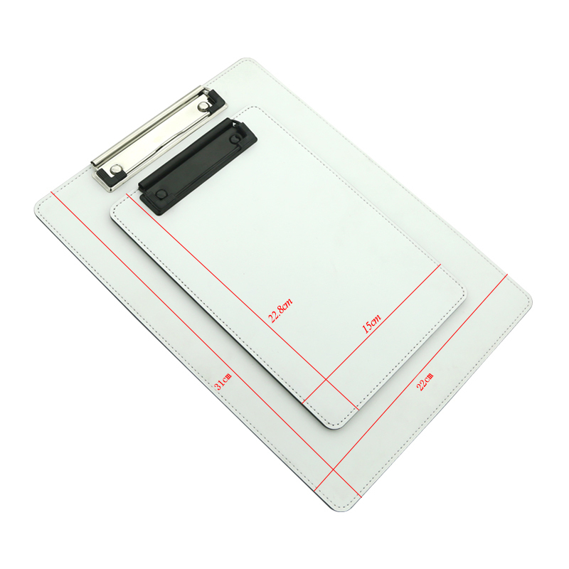 Sublimering PU skinn utklippstavle med metallklemme - A4