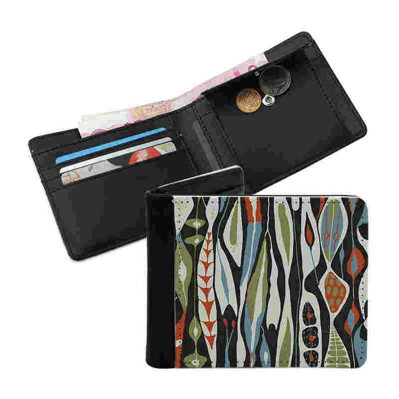 Sublimation Leatherette Bifold-lommebok for menn med myntlomme
