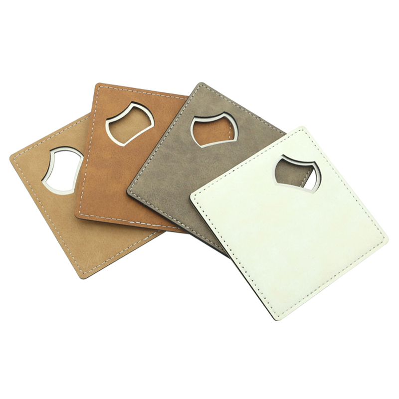 Sublimering Leatherette rustfritt stål flaskeåpner Coaster Sublimering Leatherette rustfritt stål flaskeåpner Coaster