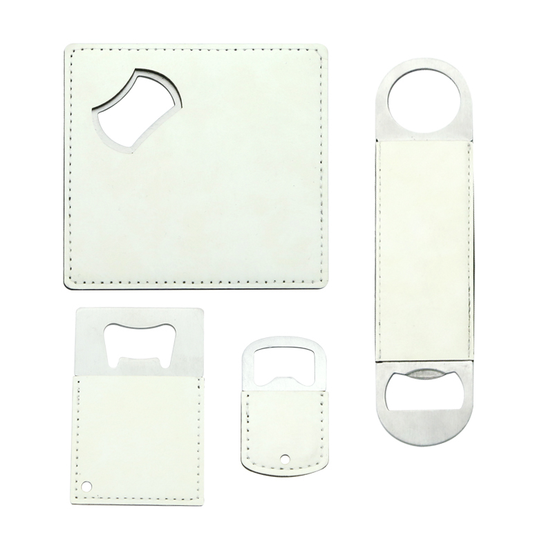 Sublimering Leatherette rustfritt stål kredittkort form flaskeåpner